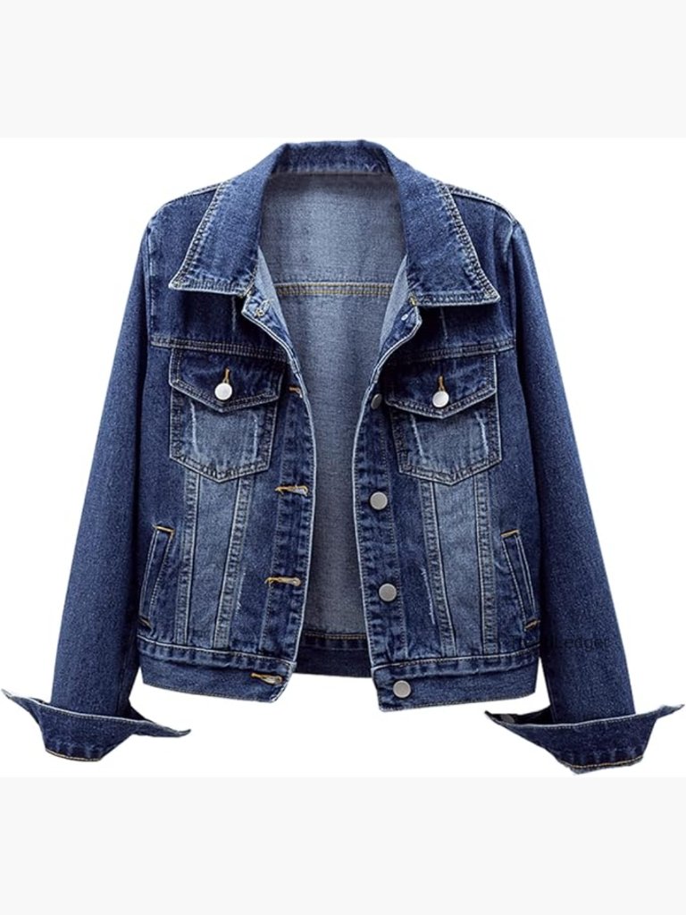 Distressed Ripped Denim Jacket With Pockets Coat